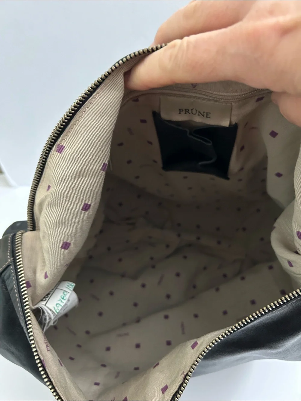 Prune Black Leather Hobo with Metal Ring Accents